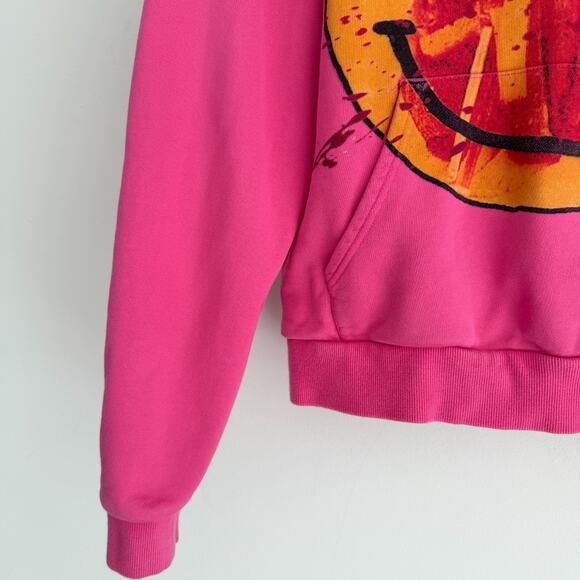 PeaceInWar Fall 24 Hoodie Size Small Pink Bleed Smiley Sweatshirt Streetwear - Picture 5 of 10